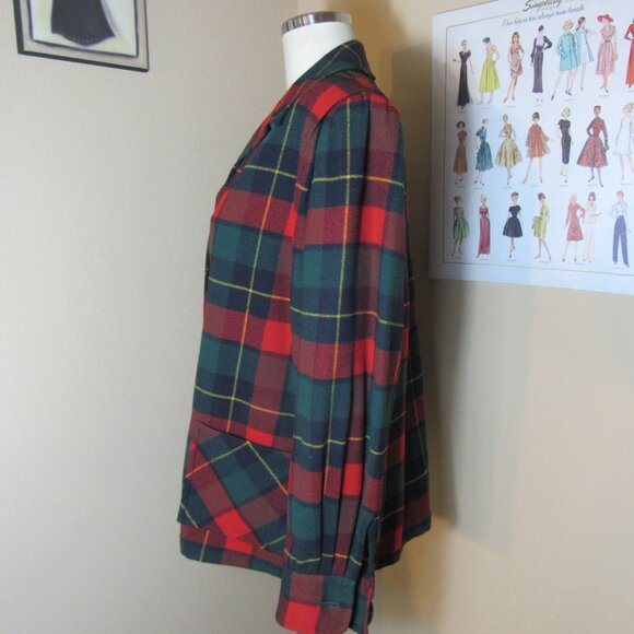 Vintage Pendleton 49ers Plaid Tartan Red 100% Virgin Wool Jacket Size L - Picture 3 of 7
